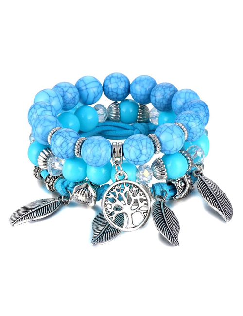 Turqueniet Blauw Tree of Life Boom van het Leven Uil Armband