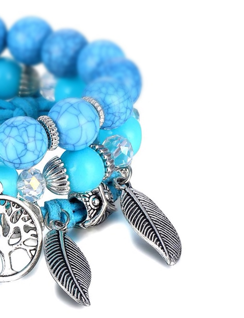 Turqueniet Blauw Tree of Life Boom van het Leven Uil Armband