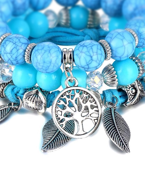 Turqueniet Blauw Tree of Life Boom van het Leven Uil Armband