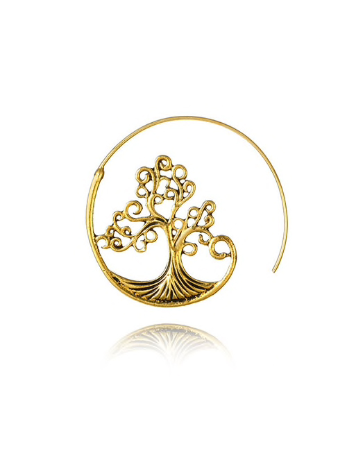 Goud-kleurig-Tree-of-Life-Rond-doorlopende-Oorbellen