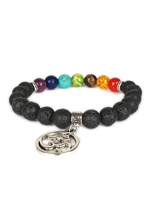 Om mantra 7 chakra's lavasteen armband