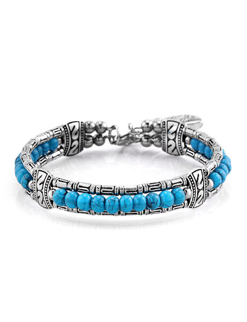 Tibetaans Bohemian Veer armband blauw