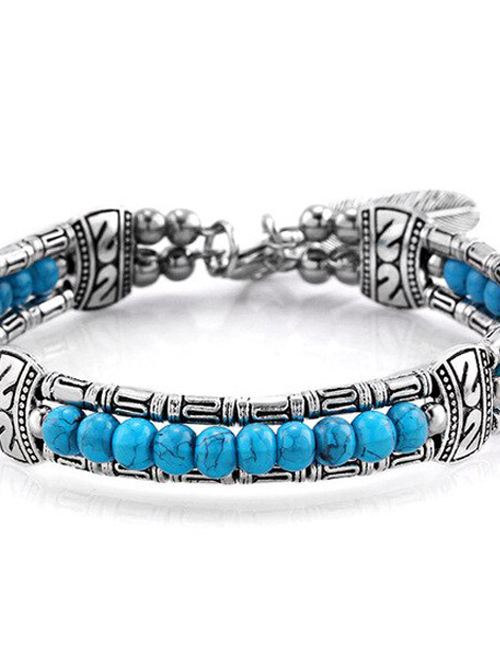 Tibetaans Bohemian Veer armband blauw