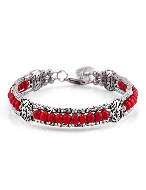 Tibetaans Bohemian Veer armband rood