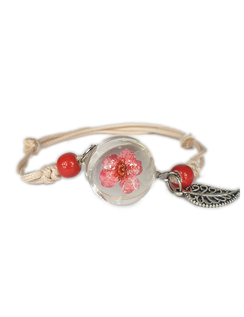 Rood koekruid in glas Lieflijkheid armband