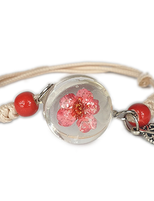 Rood koekruid in glas Lieflijkheid armband