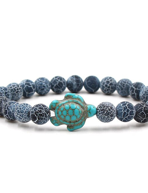 Boeddhistische frosted agaat schildpad armband